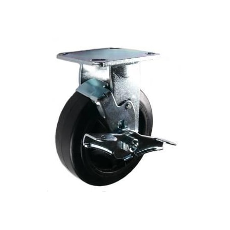 Mapp Caster 6"X2" Rubber on Nylon Wheel Rigid Caster W/ Brake - 500 Lbs Cap 146RNB620RB